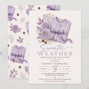 Lavendel-Pullover-Wetter-Baby-Party Einladung
