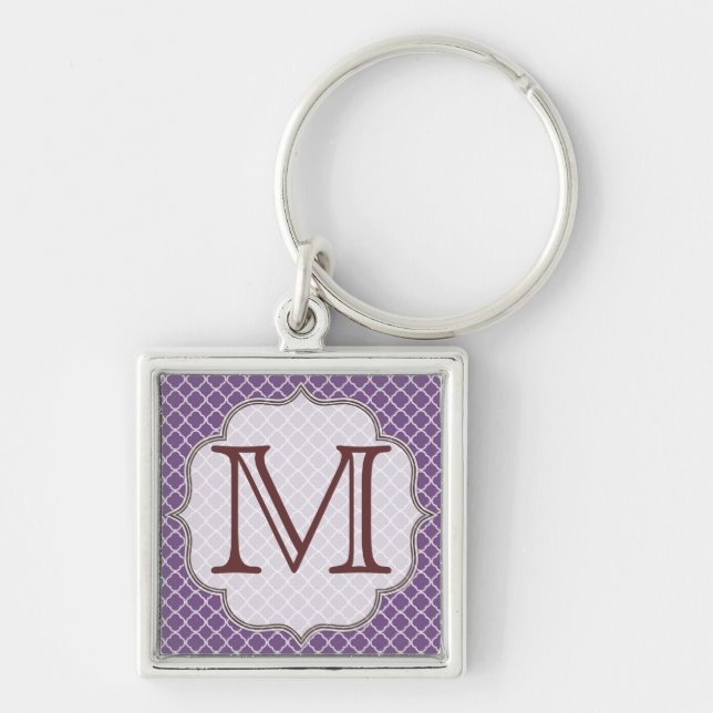 Lavendel Quarterfolie Latti Monogramm Schlüsselket Schlüsselanhänger (Vorne)