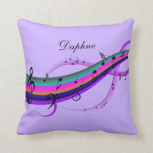 Lavendel-Regenbogen-Musiknoten-personalisiertes Kissen