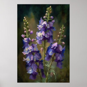 Lavendel-Rittersporn-Blumenkunst-Druckposter Poster