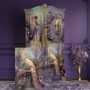 Lavendel Romantik Weißer Pfau Ätherisch Floral Seidenpapier