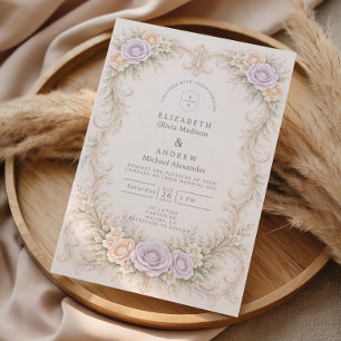 Lavendel-Rosa Barock-Garten-Hochzeit RSVP Karte