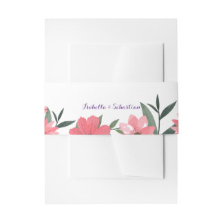 Lavendel-Rosa Florale Hochzeits-Bauchschnur Einladungsbanderole