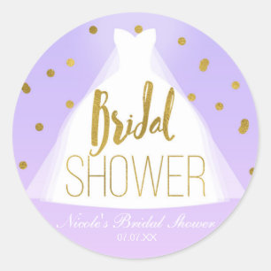 Lavendel Rosa & Goldene Brautparty-Brautkleid Runder Aufkleber