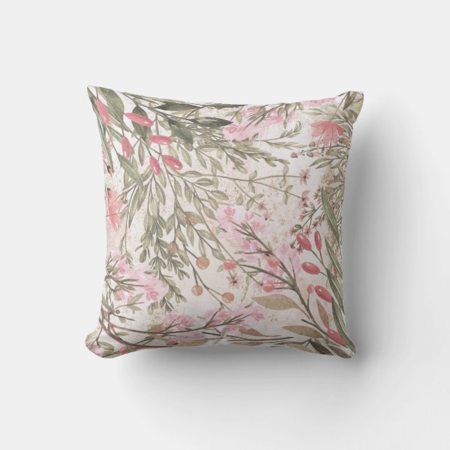 Lavendel Rosa graue Aquarellblüte  Kissen (Vorderseite)