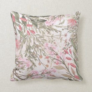 Lavendel Rosa graue Aquarellblüte  Kissen