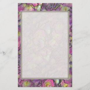 Lavendel-rosa Rosen-BlumenblätterWatercolor Briefpapier