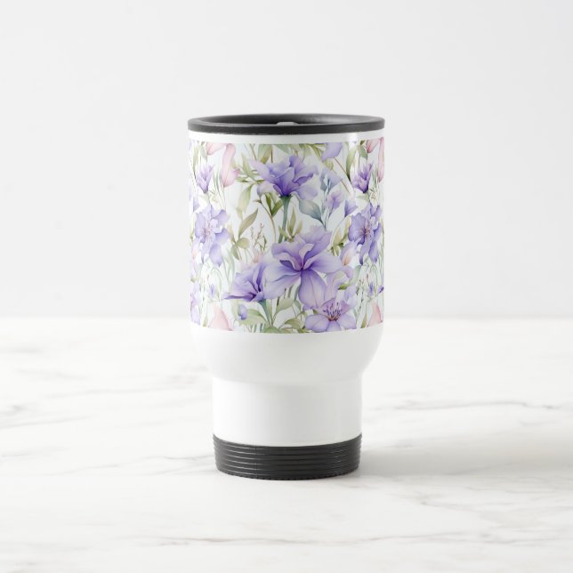 Lavendel-Rosa-Wasserfarbe  Reisebecher (Mittel)