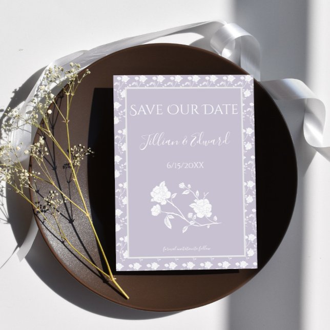 Lavendel Rose Ankündigung Datum freihalten (Lavender Rose Save the Date)