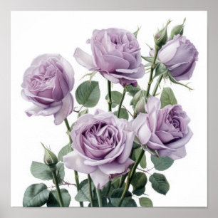 Lavendel Rose Blume Art Print Poster