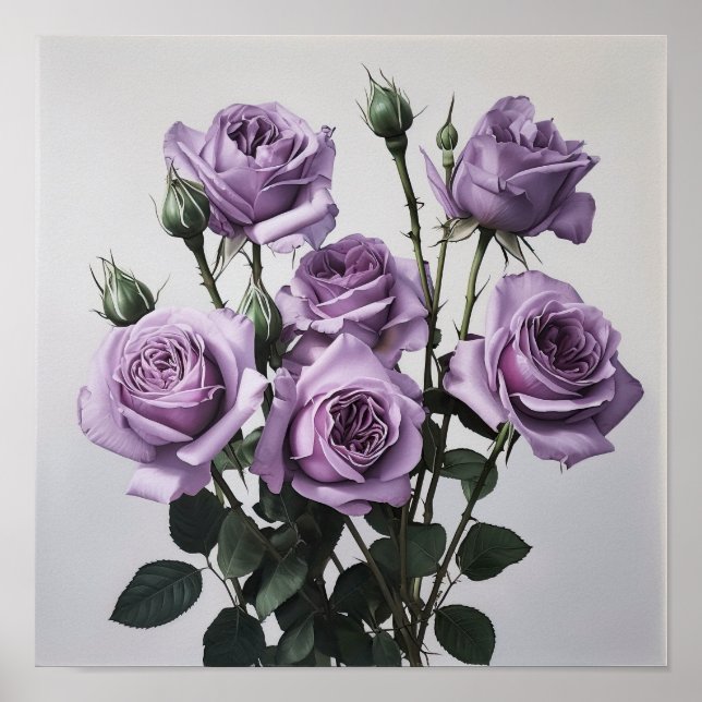 Lavendel Rose Blume Art Print Poster (Vorne)