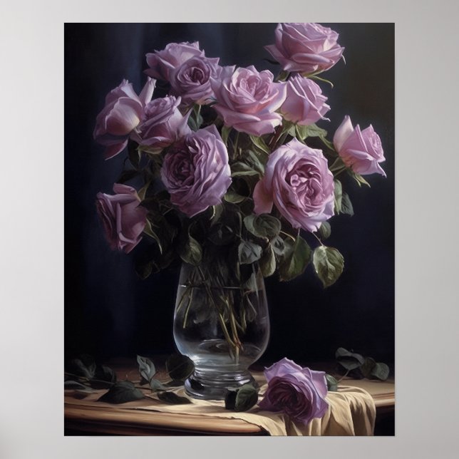 Lavendel Rose Blume Art Print Poster (Vorne)