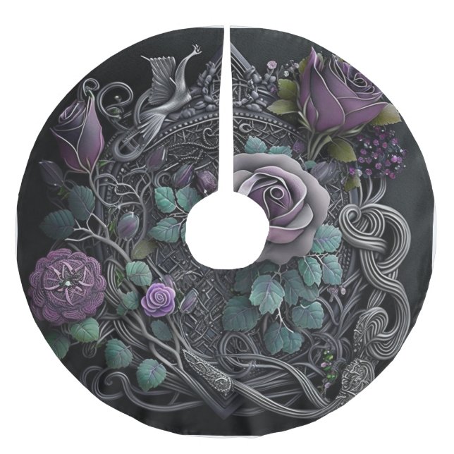 Lavendel Rose Celtic Knot Wrapping Paper Polyester Weihnachtsbaumdecke (Vorderseite)