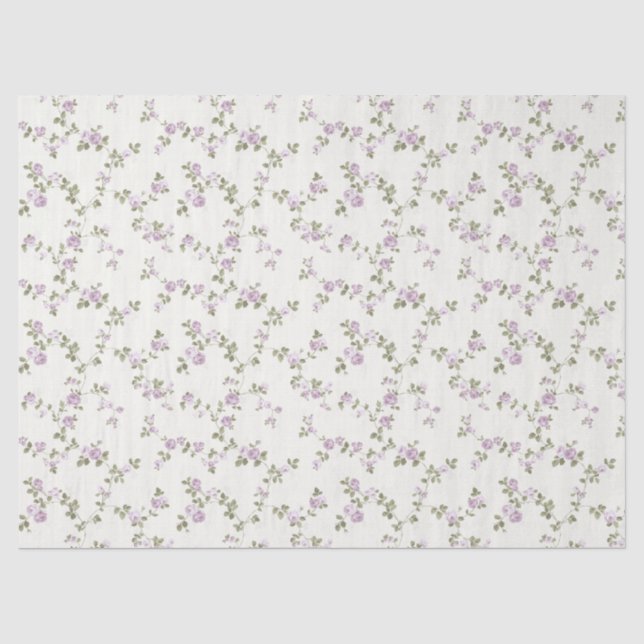 Lavendel Rose Elfenbein Shabby Geschenkpapier Seidenpapier (Vorderseite)