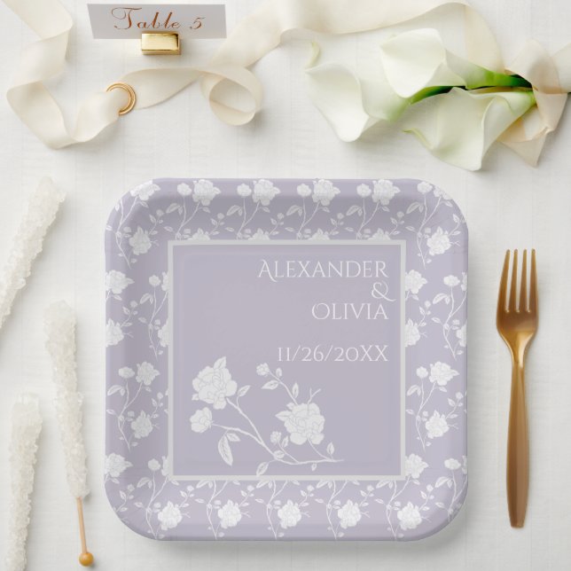 Lavendel Rose Polterabend Paper Teller (Hochzeit)