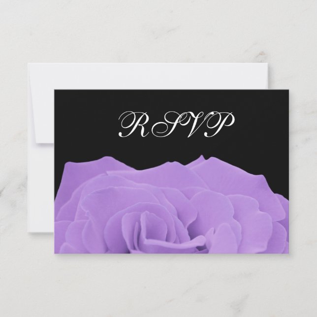 Lavendel-Rose und RSVP-Antwortkarte für Schwarze H RSVP Karte (Vorderseite)
