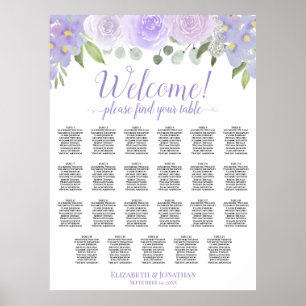 Lavendel-Rosen 23 Tisch Boho-Hochzeit Sitzordnung Poster
