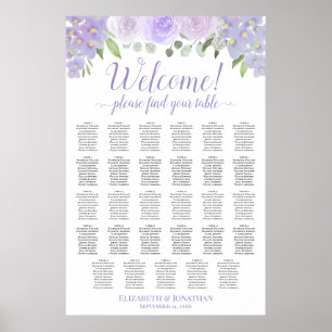 Lavendel-Rosen 29 Tisch Boho-Hochzeit Sitzordnung Poster