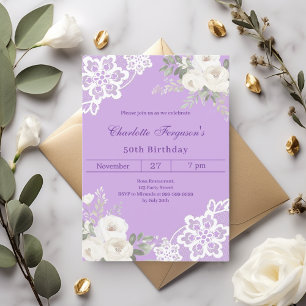 Lavendel-Rosen Geburtstag Einladung