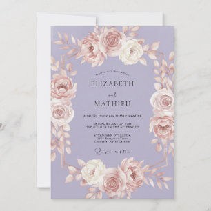 Lavendel-Rosen-Girlande Hochzeit Einladung