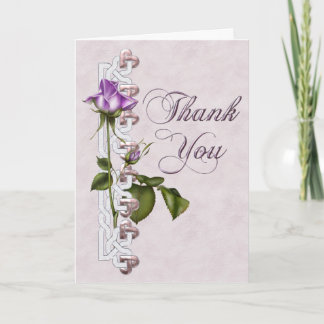 Lavendel-Rosen-Hochzeits-Reihe danken Ihnen Dankeskarte