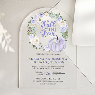 Lavendel-Rosen-Kürbis-Hochzeit Acryleinladungen