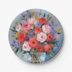 Lavendel-Rosen-Sträußchen Blumen Malerei Floral Pappteller