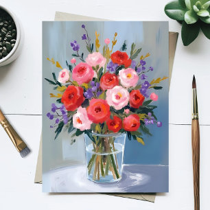 Lavendel-Rosen-Sträußchen   Blumenmalerei Floral Postkarte