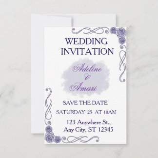 Lavendel-Rosen-Wolken-Blumen-Hochzeitseinladung Einladung