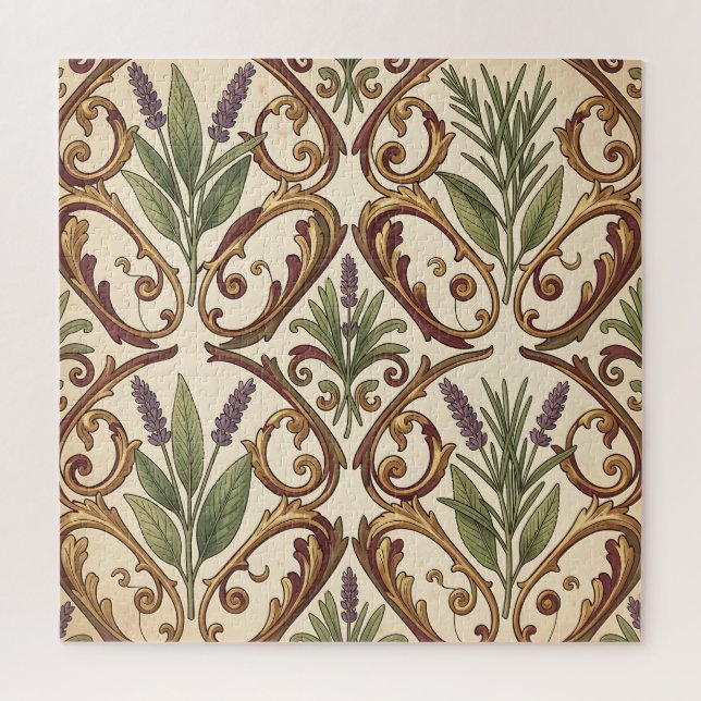Lavendel-Rosmarin-Gold-Rollenmuster  (Vertikal)