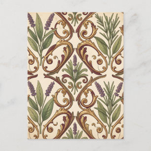 Lavendel-Rosmarin-Gold-Rollenmuster Postkarte