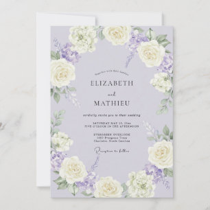 Lavendel Ruhige Florale Hochzeit Einladung