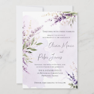 Lavendel-Sage-Grün-Wasserfarben-Hochzeits-Einladun Einladung