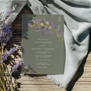 Lavendel-Sage handgemalte florale Hochzeit  Einladung