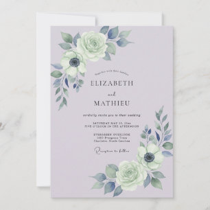 Lavendel-Schiefer-Ranunculus-Sage-Hochzeit Einladung