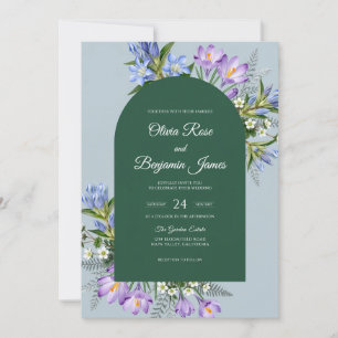 Lavendel-Schiefer-Wildblumen-Hochzeit Einladung