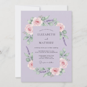 Lavendel-Schimmer Botanische Blütenhochzeit Einladung