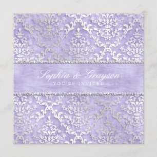 Lavendel-Schimmer-Damast-Hochzeit laden ein Einladung