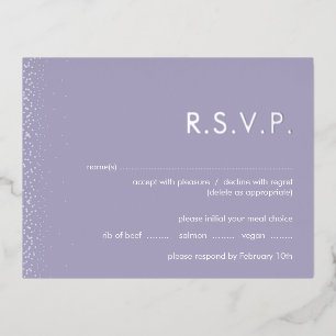 Lavendel Schimmer Folie Hochzeit RSVP Postkarte