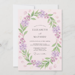Lavendel-Schimmer-Laub-Eukalyptus-Hochzeit Einladung