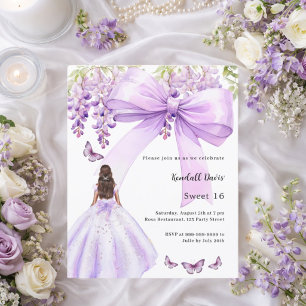 Lavendel-Schleife Blumenkleid Sweet 16 Einladung