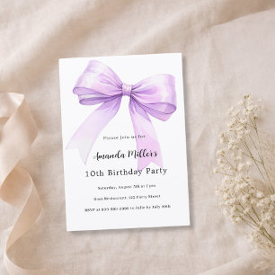 Lavendel-Schleife Coquette Mädchen Geburtstag Einladung