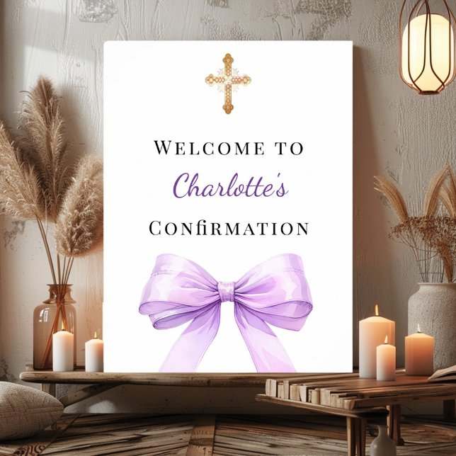 Lavendel-Schleife Konfirmation Willkommen Poster (Von Creator hochgeladen)