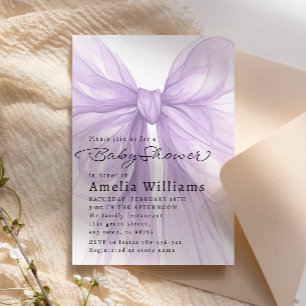 Lavendel-Schleifen-Eleganz Baby Shower Einladung