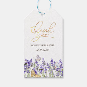Lavendel-Schmetterlinge Botanische Babyparty Geschenkanhänger