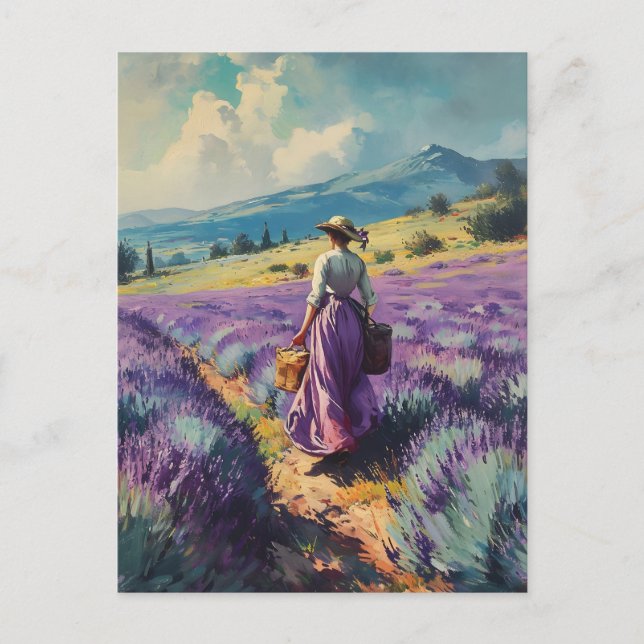 Lavendel Serenity: Vintage Provence Postkarte (Vorderseite)