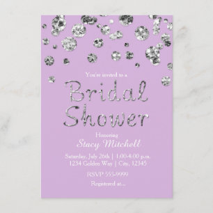 Lavendel Silber Glitter Brautparty-Einladung Einladung