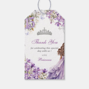 Lavendel-Silber-Tiara-Blumen-Quinceañera-Dankeschö Geschenkanhänger