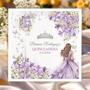 Lavendel Silber Tiara Floral Schmetterling Quincea Serviette
