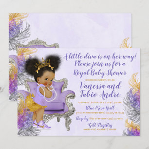 Lavendel-silberne GoldAquarell-Babyparty Einladung